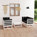 vidaXL Salon de jardin 5 Pièces avec coussins Bois de pin massif
