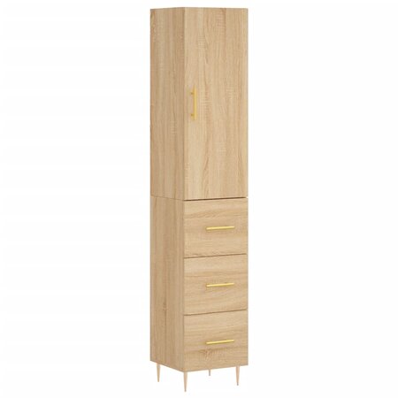 vidaXL Buffet haut Chêne sonoma 34 5x34x180 cm Bois d'ingénierie