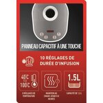 Tefal bj551b10 tastea machine a thé en verre 1 5 l  8 réglages  panier a thé amovible acier inoxydable  maintien au chaud  base 360°