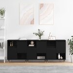 vidaXL Buffets 3 Pièces noir bois d'ingénierie