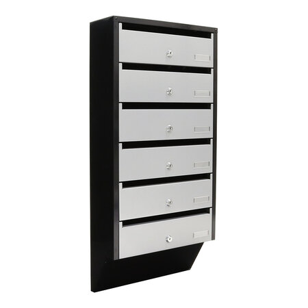 Profirst quarten Bloc 6 Boîtes aux lettres pour appartement argenté/noir