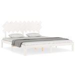 vidaXL Cadre de lit avec tête de lit blanc Super King bois massif