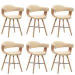 vidaXL Chaises à manger lot de 6 crème similicuir et bois courbé