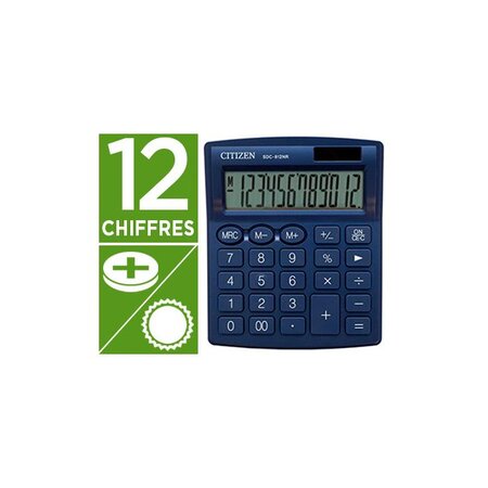 Calculatrice bureau 12 chiffres bleu CITIZEN
