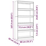 vidaXL Bibliothèque/Séparateur de pièce Noir 80x30x167 4 cm Pin solide