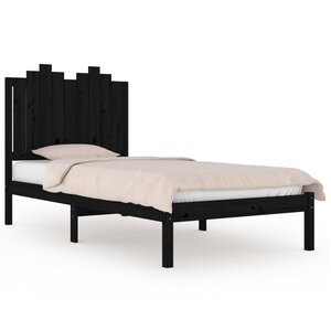 vidaXL Cadre de lit Noir Bois de pin massif 90x200 cm