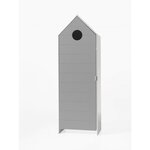 CASAMI Lit cabane 200x90 cm + Armoire 1 porte Gris