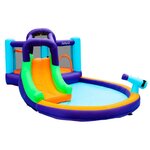 Château aquatique gonflable magic island avec toboggan et canons à eau  430x380x190 cm - souffleur et sac de rangement inclus