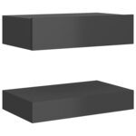 vidaXL Meuble TV avec lumières LED gris brillant 60x35 cm