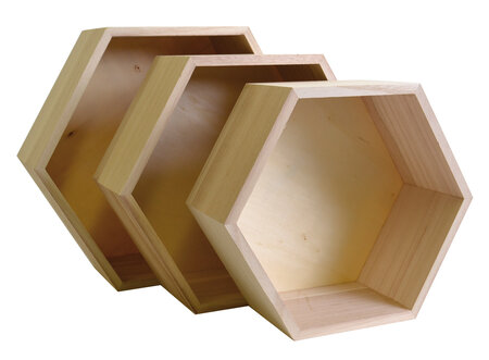 Étagères hexagonales en bois 3 pièces