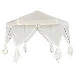 vidaXL Chapiteau hexagonal et 6 parois latérales 3 6x3 1 m Blanc crème