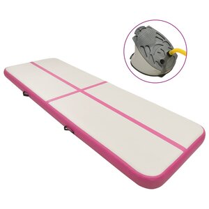 vidaXL Tapis gonflable de gymnastique avec pompe 400x100x20cm PVC Rose