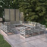 vidaXL Salon de jardin 13 Pièces Gris Bois de pin massif