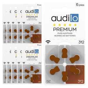60 piles auditives audilo de taille 312  (lot de 10 plaquettes) 0  mercure