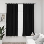 vidaXL Rideaux occultants aspect lin crochet 2Pièces Anthracite 140x175cm