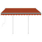 vidaXL Auvent rétractable automatique poteaux 3 5x2 5 m Orange marron