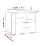vidaXL Table de chevet Gris béton 60x36x45 cm Bois d'ingénierie