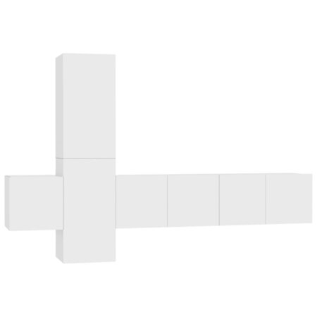 vidaXL Ensemble de meubles TV 5 Pièces Blanc Aggloméré