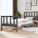 vidaXL Cadre de lit Gris Bois massif 90x200 cm