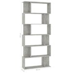 vidaXL Bibliothèque/Séparateur de pièce Gris béton 80x24x192 cm