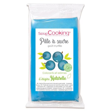 Pâte à sucre bleu 250 g sans gluten - arôme myrtille