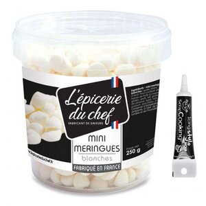 Mini meringues blanches 250 g + Stylo de glaçage noir