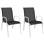 vidaXL Chaises empilables de jardin 2 Pièces Acier et textilène Noir