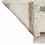 Tapis lavable en coton - beige avec lignes vert et bleu - 90 x 130 cm