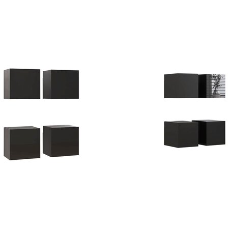 vidaXL Meubles TV muraux 8 Pièces Noir brillant 30 5x30x30 cm