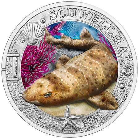 Monnaie en cupronickel 3 euro g 16 millésime 2023 luminous marine life swell shark