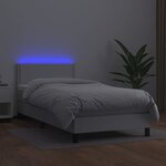 vidaXL Sommier tapissier avec matelas et LED Blanc 80x200cm Similicuir