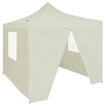 vidaXL Tente de réception pliable avec 4 parois 2x2 m Acier Crème
