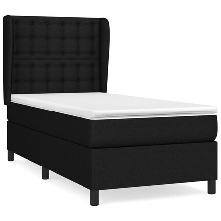 vidaXL Lit à sommier tapissier avec matelas Noir 90x190 cm Tissu