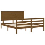 vidaXL Cadre de lit tête de lit marron miel King Size bois massif