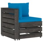 vidaXL Salon de jardin 11 Pièces avec coussins Bois imprégné de gris