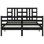 vidaXL Cadre de lit avec tête de lit noir 140x190 cm bois massif