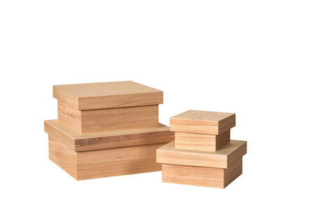 Boites gigognes en bois Max 25.5 x 25.5 H 10.5 Cm