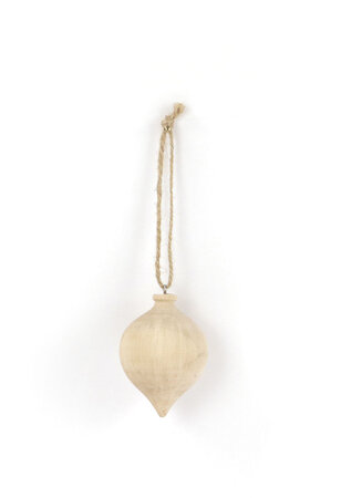 Boule de Noël Goutte en bois à suspendre 6 cm