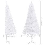 vidaXL Sapin de Noël artificiel d'angle Blanc 210 cm PVC