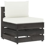 vidaXL Salon de jardin 5 Pièces avec coussins Bois imprégné de gris