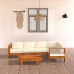 vidaXL Salon de jardin 6 Pièces avec coussins blanc crème Bois d'acacia