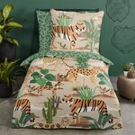 Good Morning Housse de couette enfant FELINES 135x200 cm Sable et vert