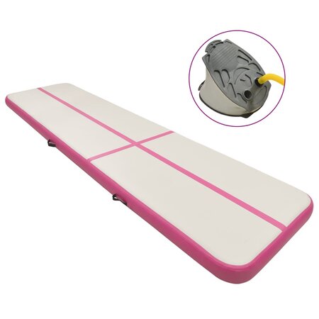 vidaXL Tapis gonflable de gymnastique avec pompe 800x100x20cm PVC Rose