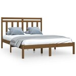 vidaXL Cadre de lit Marron miel Bois massif 135x190 cm Double