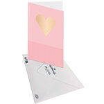 Carte D'anniversaire Festive - Rose - Cœur En Or - A Message - 11 5 X 17 Cm - Draeger paris