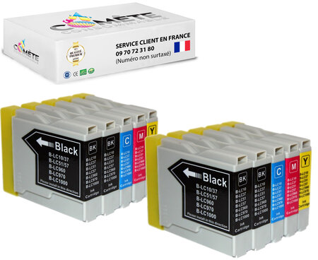 10 cartouche d'encre compatibles avec lexmark lc970 lc1000 b4c2m2y2
