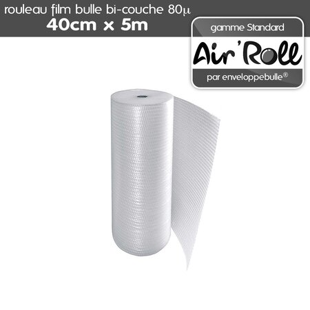Lot de 20  Rouleaux de film bulle d'air largeur 40 cm x longueur 5 mètres - gamme Air'Roll STRANDARD