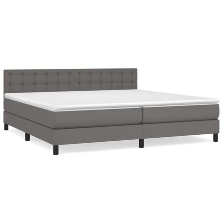 vidaXL Lit à sommier tapissier avec matelas Gris 200x200 cm Similicuir
