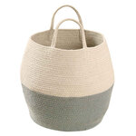 Panier de rangement avec poignées en coton tressé bleu & beige 35 x Ø 30 cm