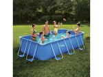 Piscine tubulaire rectangulaire bleue - LUDO 1 - 4 x 2 x 1 m - Filtration à cartouche